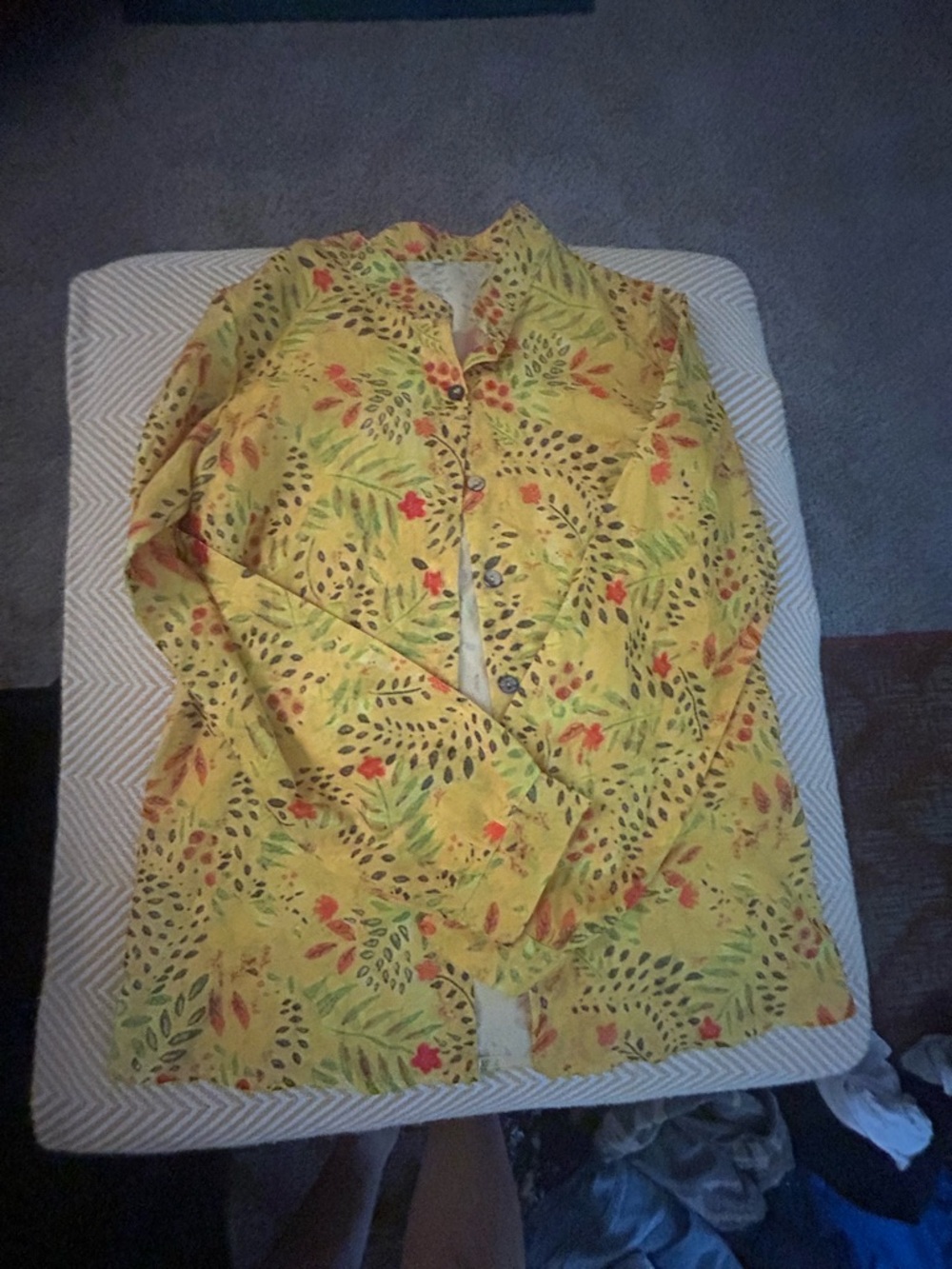 Yellow Floral Button-Up Shirt Jacket